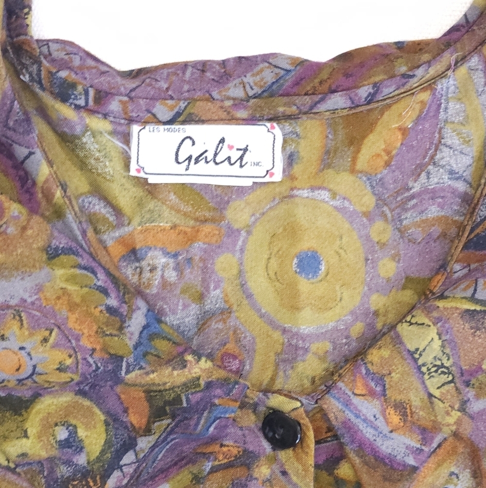 Vtg Romper Dress Tie-Back Cotton Paisley Multicolor Button Down  Cottagecore S - Picture 3 of 9